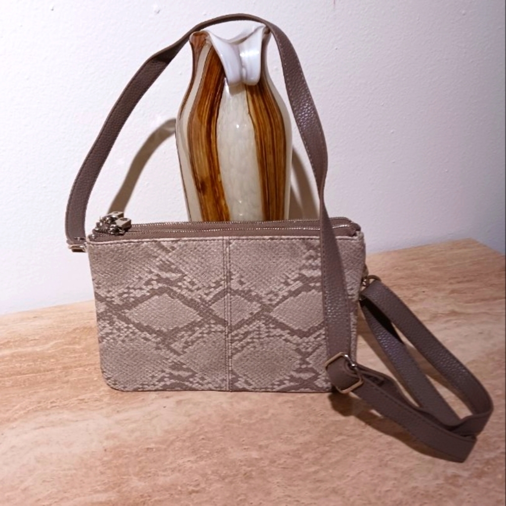Jewell - Imitation Python Crossbody Crossbody Bag - Color: Putty